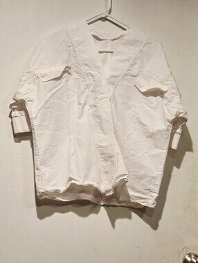 Dazy Less White Oversized V-Neck Shirt Size Small